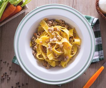 Pappardelle met witte ragù van Cinta Senese