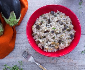 Risotto met aubergine