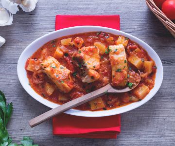 Gezouten kabeljauw à la Livorno