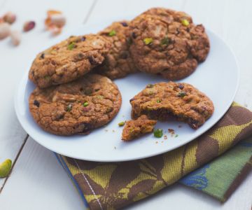 Cookies met bosbessen en pistachenoten