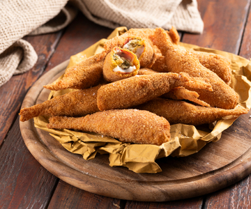 Gevulde en gefrituurde rode mul