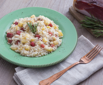 Risotto met appel en spek