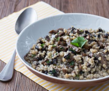 Fregola met portobello-champignons