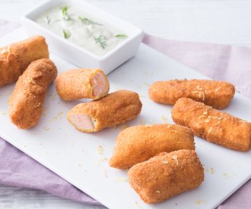 Zalmsticks met romige paddenstoelen en kruiden