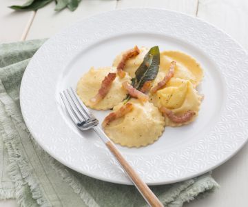 Ravioli met kaas- en eiercrème