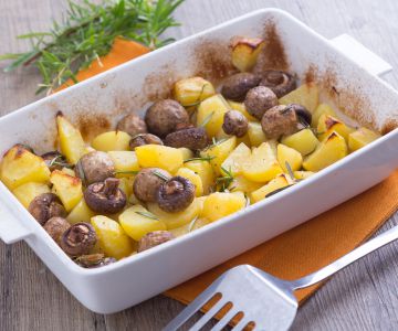 Ovenschotel met paddenstoelen en aardappelen