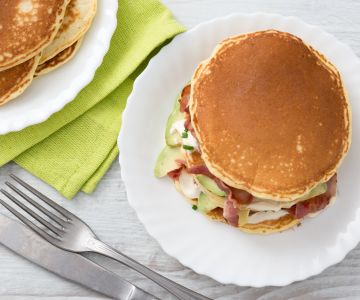 Hartige pannenkoeken met bacon en crème fraîche