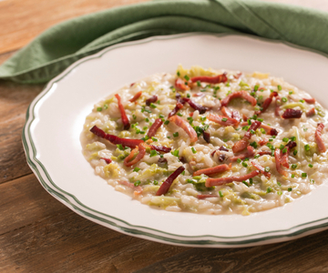 Risotto met savooikool, speck en fontina