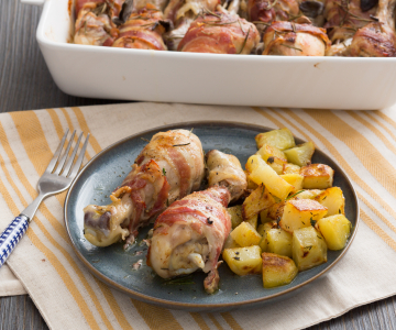 Kippenboutjes met mosterd en bacon