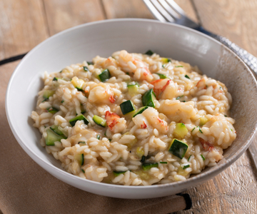 Risotto met garnalen en courgette