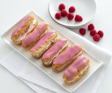 Eclair-cheesecake met framboos