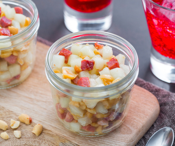 Glaasjes met meloen en pancetta