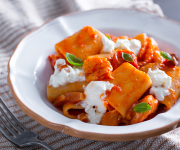 Pasta met garnalen en guanciale