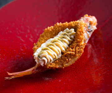 Gefrituurde rode mul met ansjovisboter