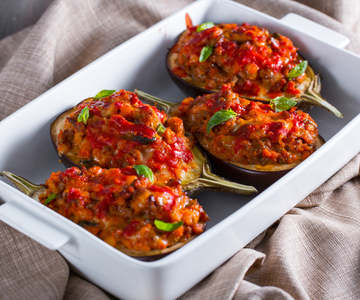 Gevulde aubergines