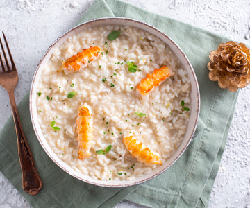 Risotto met champagne en scampi
