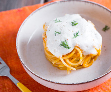 Spaghettone met ragù van rode poon en venkelmousse