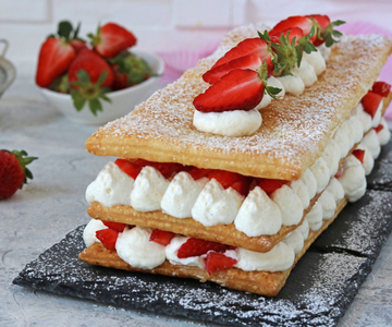 Millefeuille met aardbeien