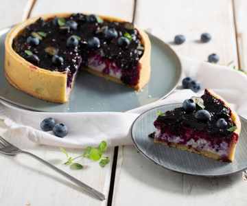 Crostata met ricotta en bosbessen
