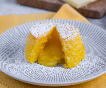 Tortino met witte chocolade en citroen