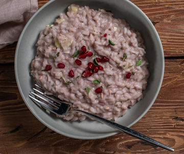 Risotto met brie en granaatappel