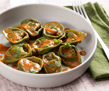 Cappellacci met garnalen en artisjokken