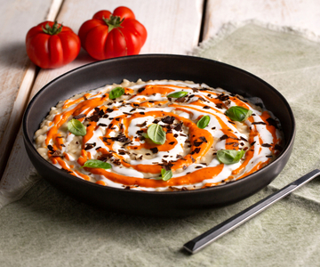 Risotto met aubergine en cherrytomaatjes