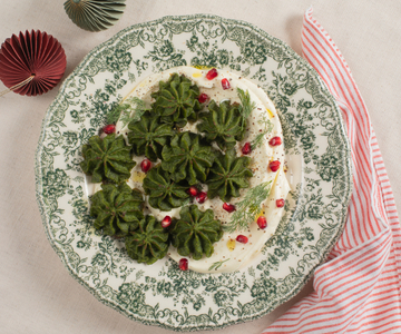 Duchesse-aardappelen met spinazie