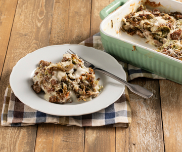 Cannelloni gevuld met ragù van artisjok en Italiaanse worst