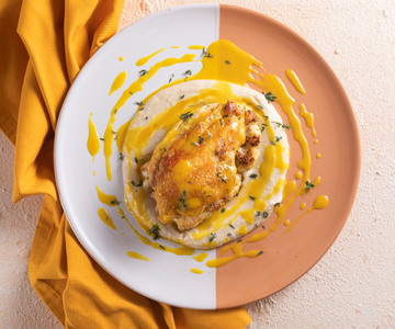 Kip met bloemkool en mosterdsaus