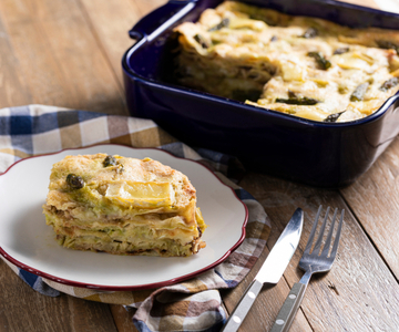Lasagne van carasaubrood met asperges