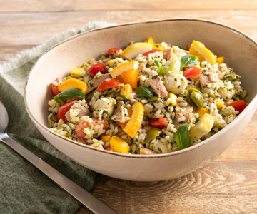 Rijstsalade met pesto en citrusvruchten