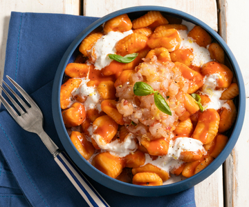 Gnocchi met garnalen en stracciatella