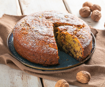 Taart met walnoten en chocolade