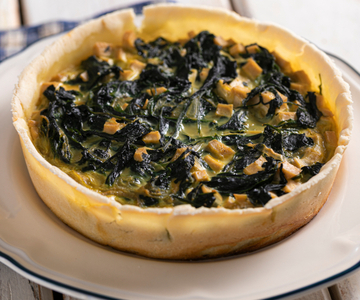 Glutenvrije hartige taart met spinazie en tofu