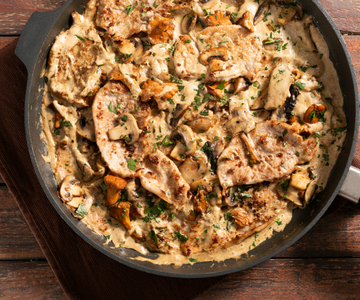 Romige escalopes met champignons