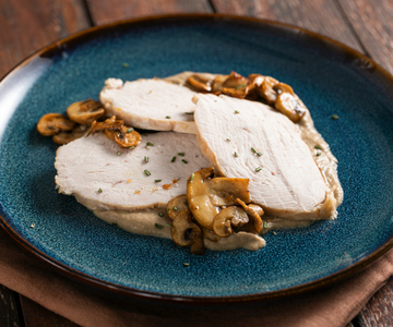 Geroosterd vlees met paddenstoelen
