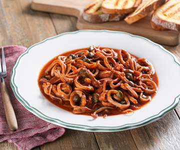 Inktvis in tomatensaus