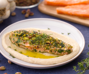 Krokante zalm op cannellinipuree