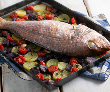Dentex uit de oven met aardappelen