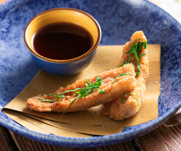 Gefrituurde rode poon met zoetzure saus