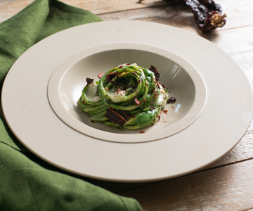Pasta met spinazie en gorgonzola