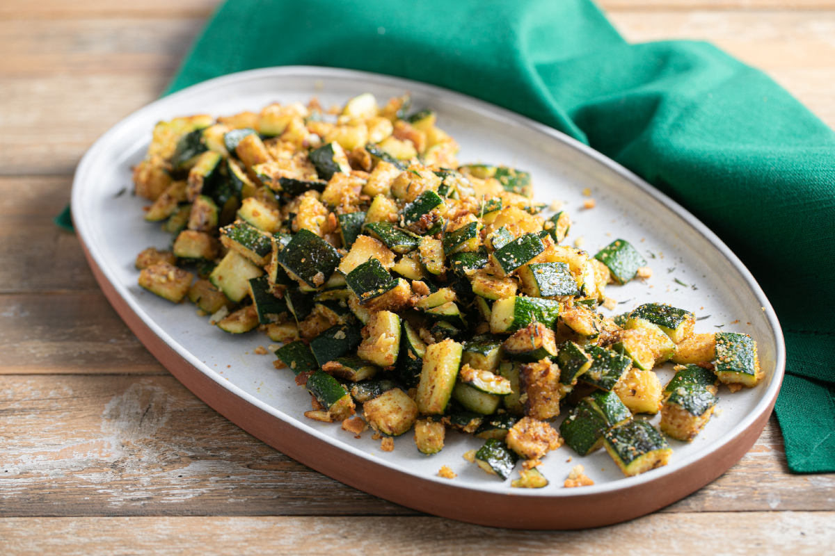 Gegratineerde courgettes uit de koekenpan
