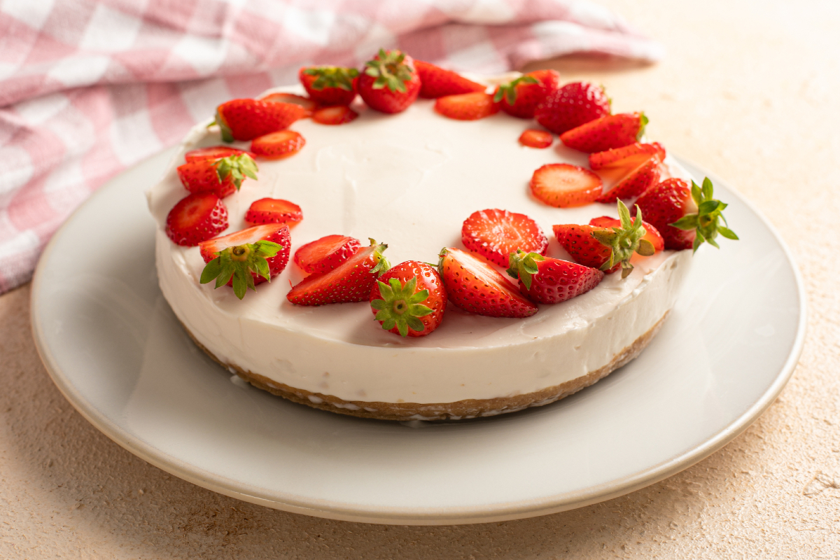 Aardbeiencheesecake zonder gelatine