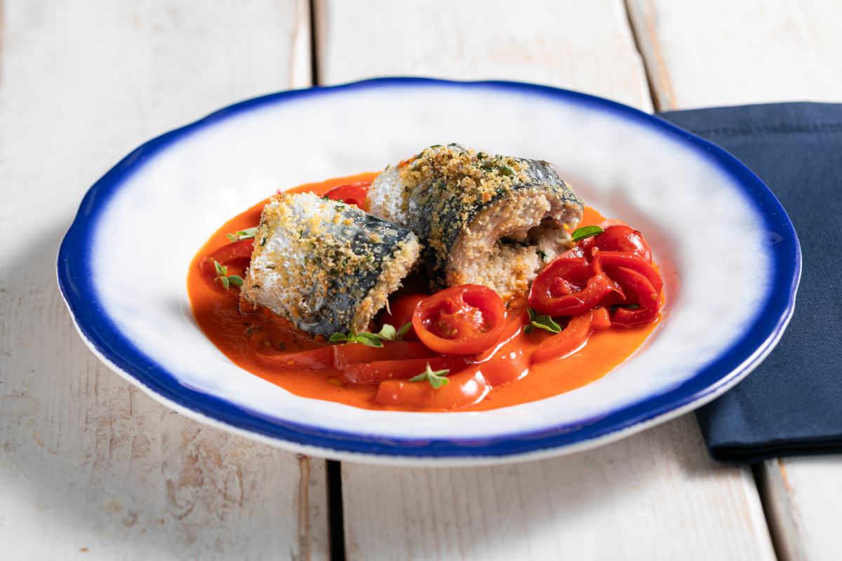 Makreelrolletjes met paprika