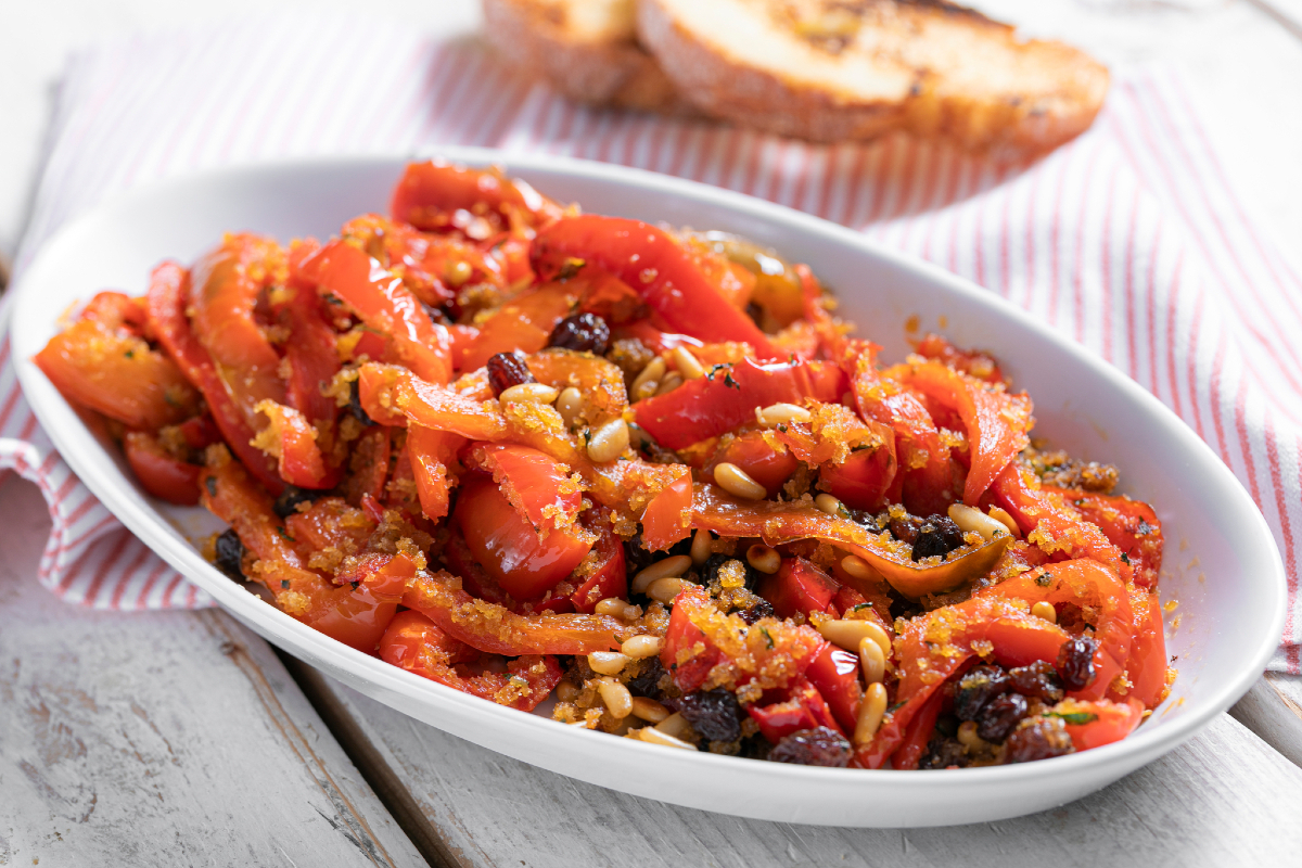 Gegratineerde zoetzure paprika's