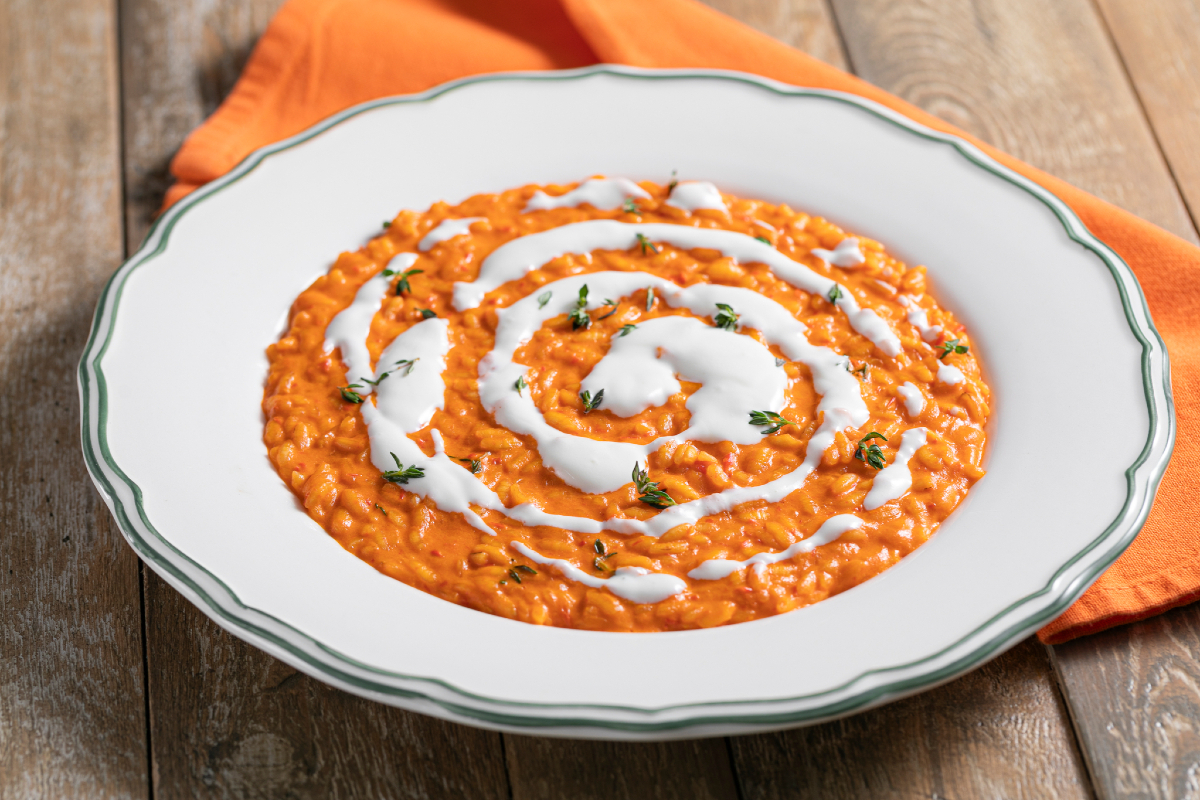 Risotto met rode paprika en robiola