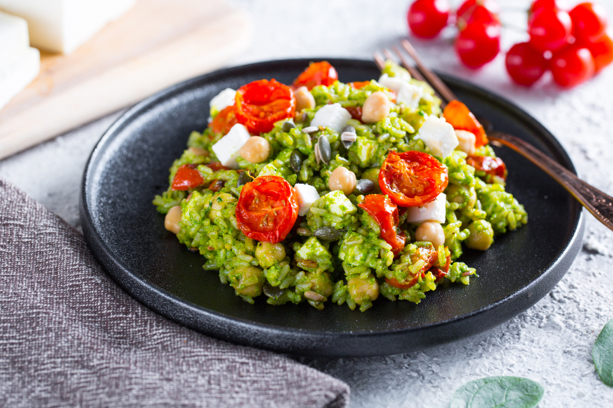 Risotto met pesto van babyspinazie