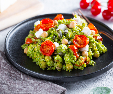 Risotto met pesto van babyspinazie