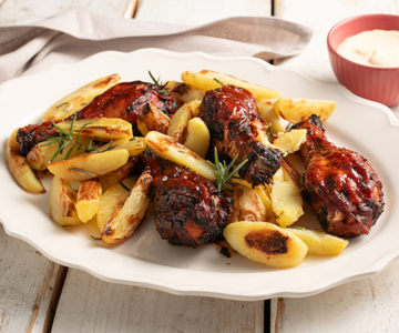 Kippendijen uit de airfryer met barbecuesaus
